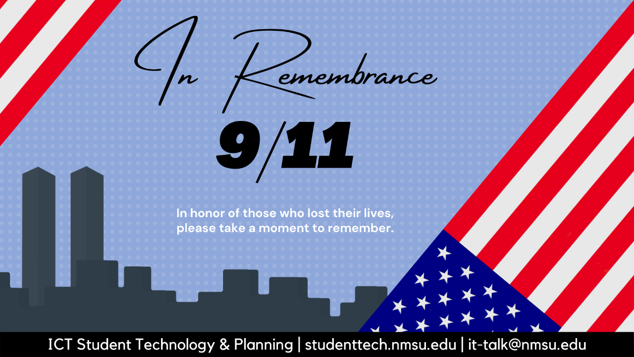 In Remembrance, 9/11. In honor of those who lost their lives, please take a moment to remember.