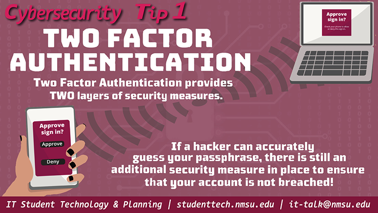 Two Factor Authentication provides two layers of security measures. If a hacker can guess your passphrase, there is still an additional measure in place to ensure your account is not breached!