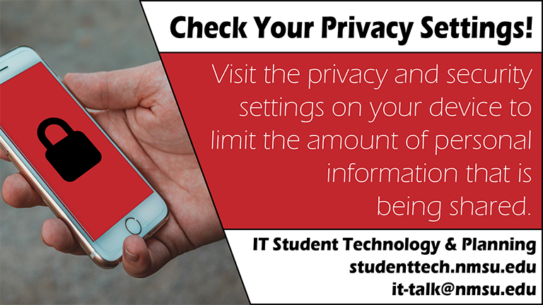 Check your privacy settings! Visis the privacy and security settings on your device to limit the amount of personal information being shared.